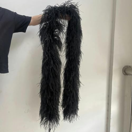 HFNCE 2 Meter natürliche Straußenfedern, Boa-gefärbt, flauschiger Straußenfederschal, Karnevalsschal, Kleidung, Dekoration, Kunsthandwerk, schwarz, 2 Meter, 4-fädig HFNCE 2 Meter natürliche Straußenfedern, Boa-gefärbt, flauschiger Straußenfederschal, Karnevalsschal, Kleidung, Dekoration, Kunsthandwerk, schwarz, 2 Meter, 4-fädig von HFNCE