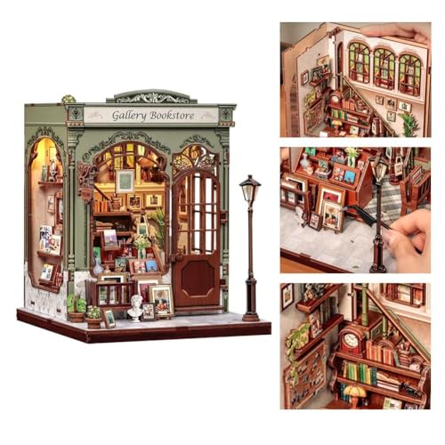 Book Nook Kit, 3D Wooden DIY Miniature House Dollhouses for Adults, Library Bookstore Tiny House Bookshelf Decor 3D Wooden Puzzle for Women Teenagers Book Lovers von HFSAZJ