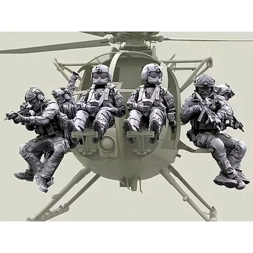 HFVUYAR 1/35 US Helicopter Commando Soldier Resin Model Kit Unbemalt und unmontiert Soldier Resin Model Kit (6 Figuren, kein Flugzeug)/V9b6J1 von HFVUYAR