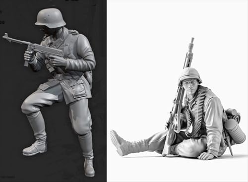 HFVUYAR 1/35 WWII German Soldier Resin Model Kit Unbemalt und unmontiert Soldier Resin Model Kit (2-Personen)//V9b7J25 von HFVUYAR