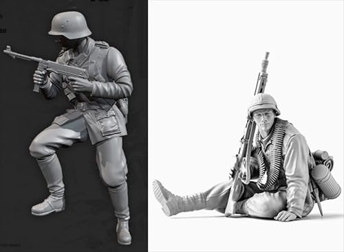 HFVUYAR 1/35 WWII German Soldier Resin Model Kit Unbemalt und unmontiert Soldier Resin Model Kit (2-Personen) //K9c7O1 von HFVUYAR