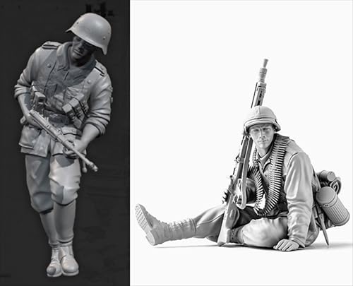 HFVUYAR 1/35 WWII German Soldier Resin Model Kit Unbemalt und unmontiert Soldier Resin Model Kit (2-Personen) //K9c7O24 von HFVUYAR