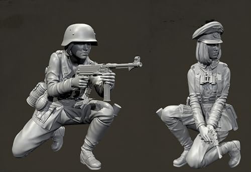 HFVUYAR 1/35 WWII German Soldier Resin Soldier Model Kit Unbemalt und unmontiert Figur Resin Model Kit (2-Personen) //A8D7Z12 von HFVUYAR