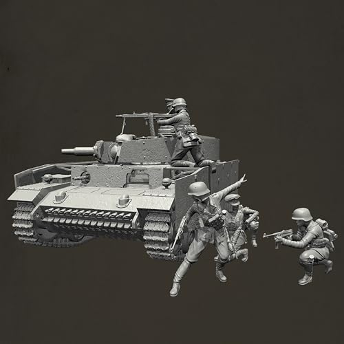 HFVUYAR 1/35 WWII German Tank Female Soldier Resin Soldier Model Kit Unpainted and Unassembled Figure Resin Model Kit (6-Person + with Tank) //A8D6Z7 von HFVUYAR