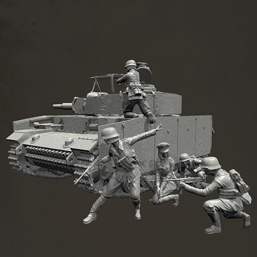 HFVUYAR 1/35 WWII German Tank Soldier Resin Model Kit Unbemalt und unmontiert Soldier Resin Model Kit (6-Person + Tank)//V9b6J7 von HFVUYAR