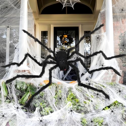 HFYZZ Dekoration Halloween 2 Meter Haarige Spinnen Roten Augen mit Spinnennetz 100g und 40 Schwarz Spinnen Gruselige Riesige Spinne XXL für Außen Innen Party, Garten, Spukhäuser Halloweenparty HFYZZ Dekoration Halloween 2 Meter Haarige Spinnen Roten Augen mit Spinnennetz 100g und 40 Schwarz Spinnen Gruselige Riesige Spinne XXL für Außen Innen Party, Garten, Spukhäuser Halloweenparty von HFYZZ