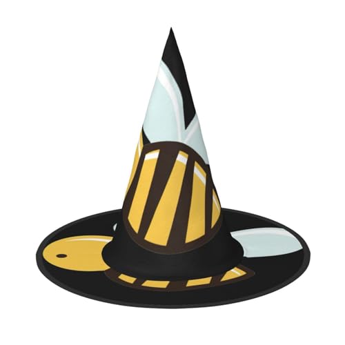 2 Stück Cartoon-Bienen-Halloween-Hexenhut für Damen, breite Krempe, faltbar, spitz, Kappe für Halloween-Party von HGFVY