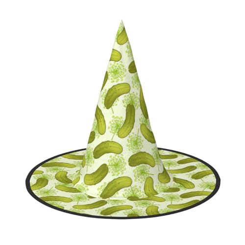 2 Stück Sushi-Dill-Gurken, Halloween-Hexenhut für Damen, breite Krempe, faltbar, spitze Kappe für Halloween-Party 2 Stück Sushi-Dill-Gurken, Halloween-Hexenhut für Damen, breite Krempe, faltbar, spitze Kappe für Halloween-Party von HGFVY