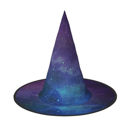 2 Stück Universum mit Sternen Galaxie Interstellar Halloween Hexenhut für Frauen breite Krempe Faltbare Spitze Kappe für Halloween Party von HGFVY