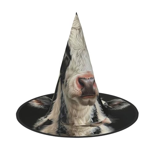 2 niedliche Kuh-Hexenhut für Damen, breite Krempe, faltbar, spitz, für Halloween-Partys von HGFVY