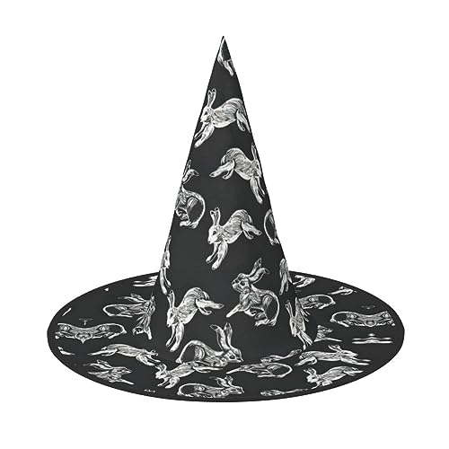 2 x Hasenhut für Halloween, Hexenhut für Damen, breite Krempe, faltbar, spitze Kappe für Halloween-Party von HGFVY