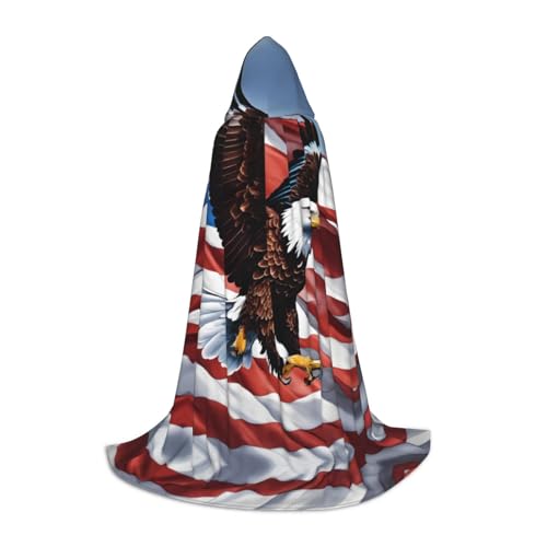 Adler mit USA-Flagge, Halloween-Kapuzenumhang, Kostüm, Karneval, Kapuzenumhang, Halloween-Kostüme, Weihnachten, Cosplay von HGFVY