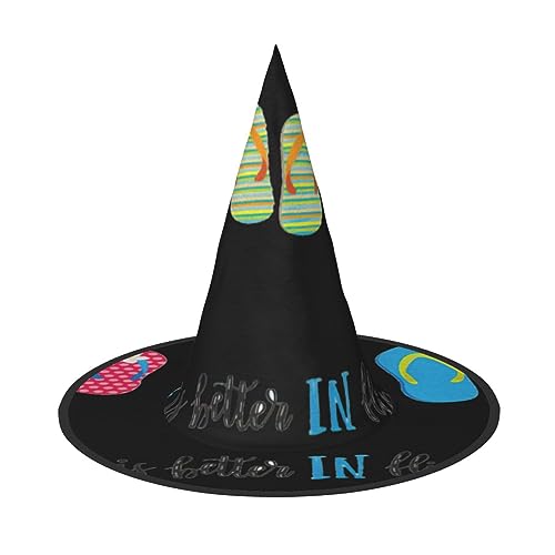 Flip-Flops, Strandschuhe, Halloween, Hexenhut für Damen, breite Krempe, faltbar, spitz, für Halloween-Party, 2 Stück von HGFVY