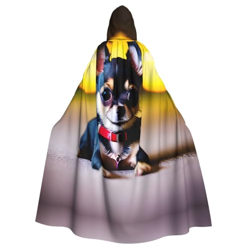 HGFVY Chihuahua-Hundeumhang für Erwachsene, Kapuzenumhang für Damen und Herren, Halloween-Kostüme, Weihnachten, Cosplay, Schwarz von HGFVY