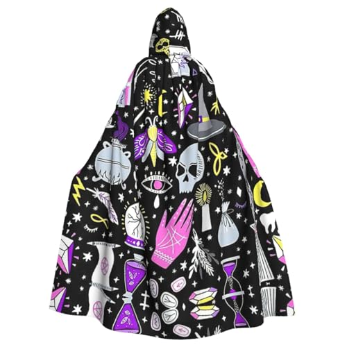 HGFVY Magic Witch Bohemian Drawing Cape Cloak Adults Hooded Cloak For Women Men Halloween Costumes Christmas Cosplay, Black von HGFVY