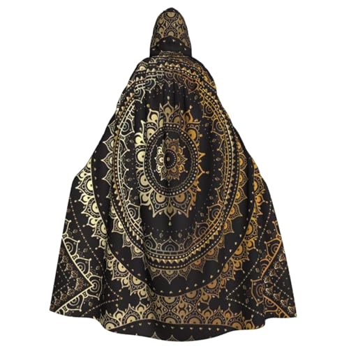 HGFVY Mandala-Umhang für Erwachsene, Kapuzenumhang für Damen und Herren, Halloween-Kostüme, Weihnachten, Cosplay, Schwarz von HGFVY
