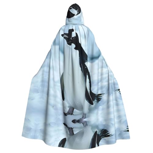 HGFVY Pinguin-Umhang mit Kapuze für Erwachsene, für Damen und Herren, Halloween-Kostüme, Weihnachten, Cosplay, Schwarz von HGFVY