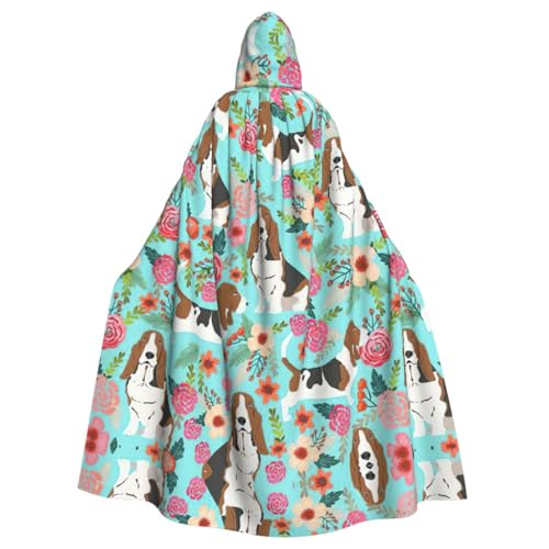 HGFVY Sweet Basset Hound Florals Umhang mit Kapuze, für Damen, Herren, Halloween-Kostüme, Weihnachten, Cosplay, Schwarz HGFVY Sweet Basset Hound Florals Umhang mit Kapuze, für Damen, Herren, Halloween-Kostüme, Weihnachten, Cosplay, Schwarz von HGFVY