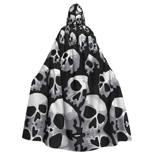 HGFVY Totenkopf-Umhang für Erwachsene, Kapuzenumhang für Damen und Herren, Halloween-Kostüme, Weihnachten, Cosplay, Schwarz von HGFVY