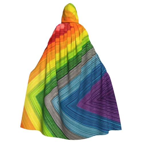 HGFVY Umhang mit Kapuze für Erwachsene, Regenbogenfarben, gestreift, für Damen und Herren, Halloween-Kostüme, Weihnachten, Cosplay, Schwarz von HGFVY