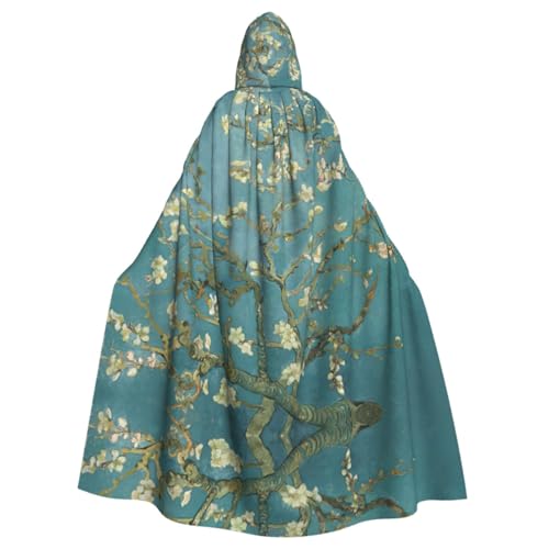 HGFVY Umhang mit Mandelblüte, für Erwachsene, mit Kapuze, für Damen und Herren, Halloween-Kostüme, Weihnachten, Cosplay, Schwarz von HGFVY