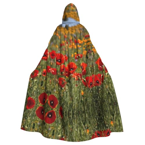 HGFVY Umhang mit Mohnblumen, für Erwachsene, mit Kapuze, für Damen und Herren, Halloween-Kostüme, Weihnachten, Cosplay, Schwarz von HGFVY