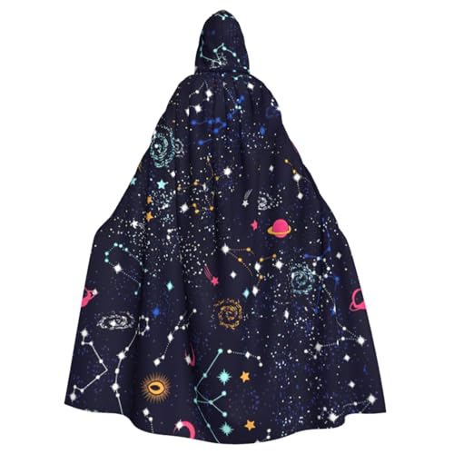 HGFVY Umhang mit Sternbild, Karte, Umhang mit Kapuze, für Damen, Herren, Halloween-Kostüme, Weihnachten, Cosplay, Schwarz von HGFVY
