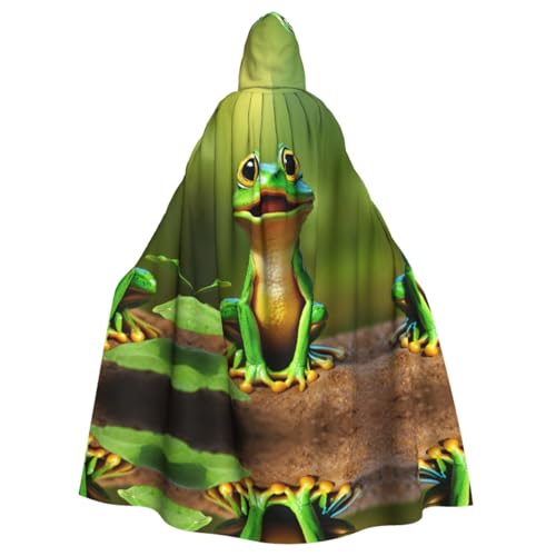 HGFVY Umhang mit grünem Frosch, für Erwachsene, mit Kapuze, für Damen und Herren, Halloween-Kostüme, Weihnachten, Cosplay, Schwarz von HGFVY