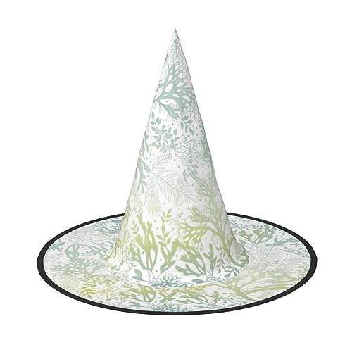 Halloween-Hexenhut für Damen, breite Krempe, faltbar, spitz, Grün, Meerblau, Seetang, 2 Stück von HGFVY