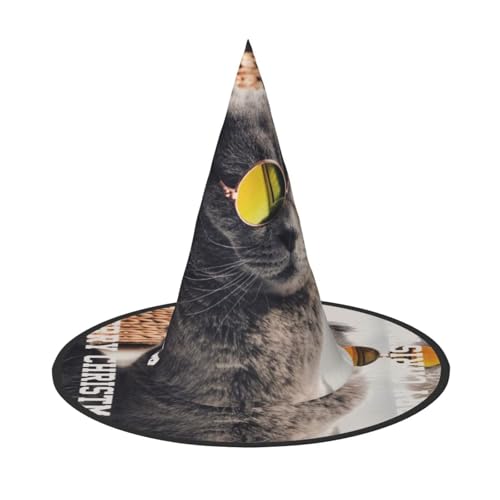 Halloween-Hexenhut für Damen, breite Krempe, faltbar, spitz, für Halloween-Party, 2 Stück von HGFVY