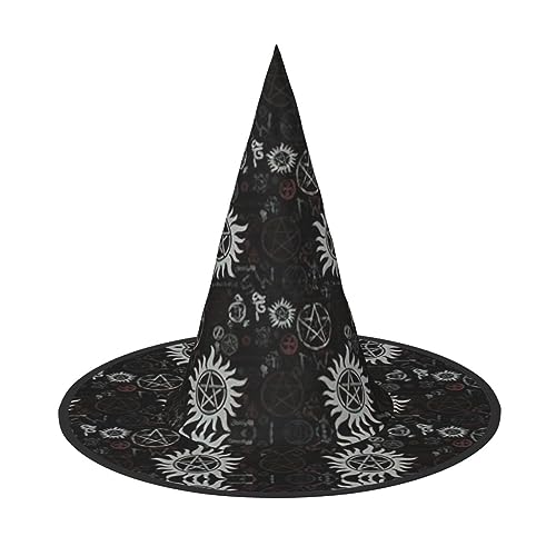 Halloween-Hexenhut für Damen, breite Krempe, faltbar, spitz, für Halloween-Party, 2 Stück von HGFVY