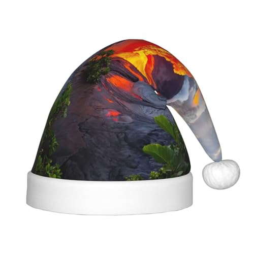 Kilauea Volcanos Plüsch-Weihnachtsmannmütze, bequeme Weihnachtsmütze für Weihnachten, Partygeschenke, passend für Jugendliche von HGFVY