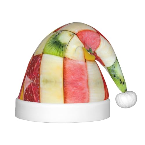 Kiwi Wassermelone Plüsch-Weihnachtsmannmütze, bequeme Weihnachtsmütze für Weihnachten, Partygeschenke, passend für Jugendliche von HGFVY