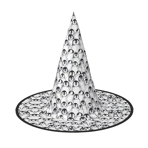 Niedliche Baby-Pinguine, Halloween-Hexenhut für Damen, breite Krempe, faltbar, spitz, für Halloween-Party, 2 Stück von HGFVY