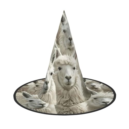 Niedlicher Lama-Hexenhut für Damen, breite Krempe, faltbar, spitz, für Halloween-Party, 2 Stück von HGFVY