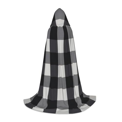 Schwarz-weißes kariertes Halloween-Kapuzenumhang-Kostüm, Karneval, Kapuzenumhang, Halloween-Kostüme, Weihnachten, Cosplay von HGFVY