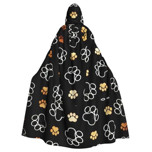 Umhang mit Hundepfotenabdrücken für Erwachsene mit Kapuze für Damen und Herren, Halloween-Kostüme, Weihnachten, Cosplay von HGFVY