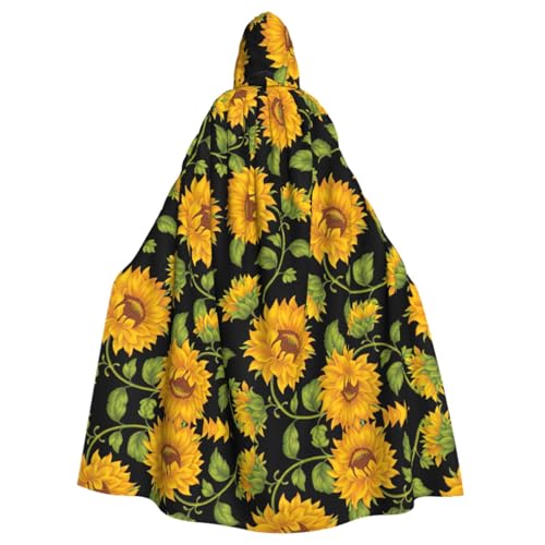 Umhang mit Sonnenblumenmuster, für Erwachsene, mit Kapuze, für Damen und Herren, Halloween-Kostüme, Weihnachten, Cosplay von HGFVY