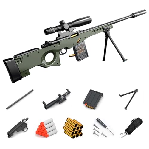 AWM Spielzeug Sniper Gewehr Schaumstoff Soft Bullet Manual Gun Shell auswurf Schießen auf große Distanz Toy verstellbares Teleskop Stiller Start Geburtstag Kinder Outdoor Spiel von HGMMFZ