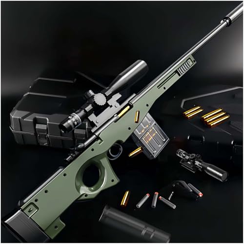 AWM Sniper Gewehr Super Langstreckenschießen Spielzeugpistole Soft Bullet Scharfschützengewehr Manueller Magazinauswurf Toy Gun 32x Verstellbare Lupe für Spiele im Freien Kinder über 6 Jahre 43IN von HGMMFZ