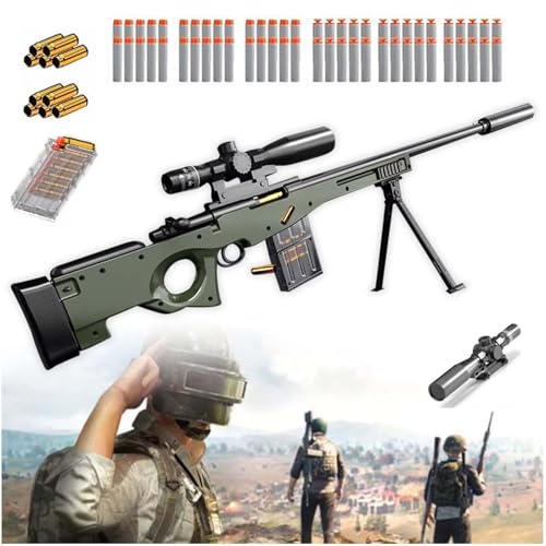 Scharfschützengewehr aus weichem Schaumstoff AWM Spielzeugpistole Blaster Manueller Auswurf 43 in Geräuschloses Schießen 32x verstellbares Teleskop Geeignet für Kindergeburtstags und Outdoor Spiele Scharfschützengewehr aus weichem Schaumstoff AWM Spielzeugpistole Blaster Manueller Auswurf 43 in Geräuschloses Schießen 32x verstellbares Teleskop Geeignet für Kindergeburtstags und Outdoor Spiele von HGMMFZ