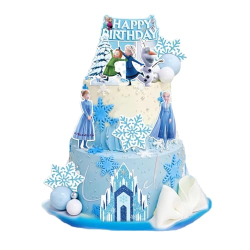 HGNUT 10 Stück Schneeflocken-Cartoon-Geburtstagskuchendekorationen. Glitzernde Prinzessinnen-Geburtstagsparty-Dekoration. Kuchendekoration für Mädchen, ideal für festliche Back- und Party-Desserts von HGNUT