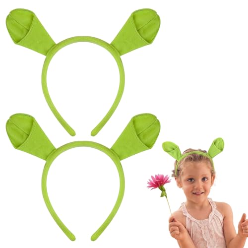 HGNUT Haarreif mit Monsterohren, elastisch, Shrek-Kostüm-Ohren für Halloween, Cosplay, weich, verstellbar, 2 Stück von HGNUT