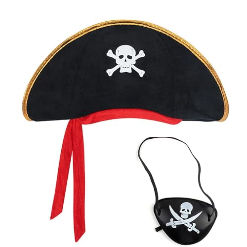 HGNUT Premium Piratenhut Erwachsene & Augenklappe Set - Authentisches Piraten-Zubehör für Kostüme, Mottopartys und Rollenspiele HGNUT Premium Piratenhut Erwachsene & Augenklappe Set - Authentisches Piraten-Zubehör für Kostüme, Mottopartys und Rollenspiele von HGNUT