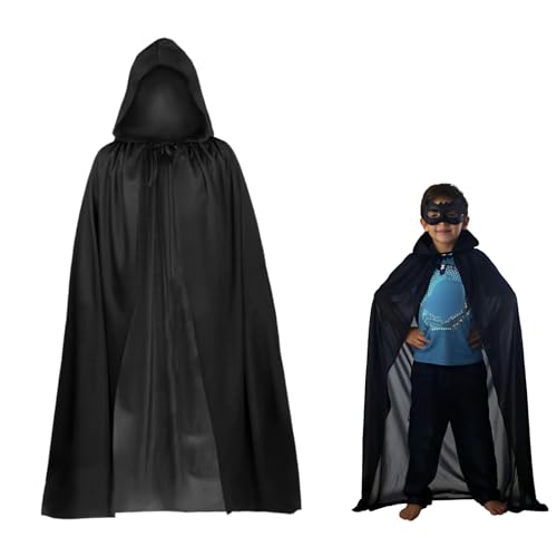 HGNUT Schwarzer Umhang mit Kapuze. Der schwarze Umhang (150 cm) ist eines der modischen Accessoires in Kostümen für Halloween. von HGNUT
