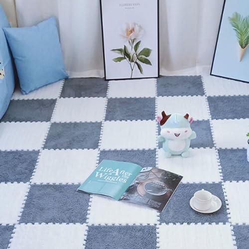HGOuhKPlüsch-Puzzle-Schaum-Bodenmatte 10 Plüschschaummatten, ineinandergreifende quadratische Patchworkmatten, rutschfester Teppich, leicht zu reinigen Ineinandergreifende Teppichfliesen(Light Gray+wh HGOuhKPlüsch-Puzzle-Schaum-Bodenmatte 10 Plüschschaummatten, ineinandergreifende quadratische Patchworkmatten, rutschfester Teppich, leicht zu reinigen Ineinandergreifende Teppichfliesen(Light Gray+wh von HGOuhK