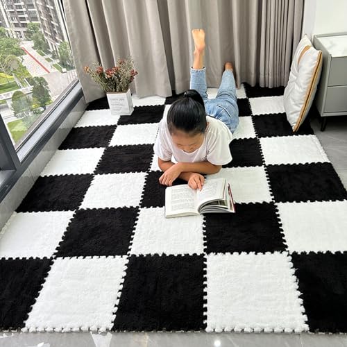 HGOuhKPlüsch-Puzzle-Schaum-Bodenmatte 10 Stück ineinandergreifende Plüschschaum-Bodenteppichpolster, quadratischer Puzzle-Schaumstoffteppich, DIY-Anti-Rutsch-Teppich Ineinandergreifende Teppichfliesen HGOuhKPlüsch-Puzzle-Schaum-Bodenmatte 10 Stück ineinandergreifende Plüschschaum-Bodenteppichpolster, quadratischer Puzzle-Schaumstoffteppich, DIY-Anti-Rutsch-Teppich Ineinandergreifende Teppichfliesen von HGOuhK
