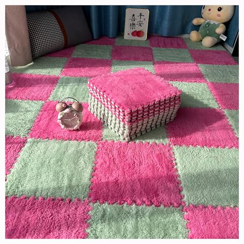 HGOuhKPlüsch-Puzzle-Schaum-Bodenmatte 16 ineinandergreifende Plüschteppichquadrate, Schaumstoff-Puzzle-Fußmatten, Plüsch-Krabbelmatten, Plüschschaum-Fußmatten Ineinandergreifende Teppichfliesen(Rose R HGOuhKPlüsch-Puzzle-Schaum-Bodenmatte 16 ineinandergreifende Plüschteppichquadrate, Schaumstoff-Puzzle-Fußmatten, Plüsch-Krabbelmatten, Plüschschaum-Fußmatten Ineinandergreifende Teppichfliesen(Rose R von HGOuhK
