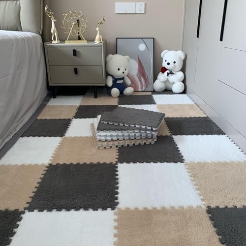 HGOuhKPlüsch-Puzzle-Schaum-Bodenmatte 30 ineinandergreifende Schaumstoff-Fußmatten, ineinandergreifende quadratische Teppiche, Plüschschaum-Teppichblöcke, ineinandergreifende quadratische Puzzle-Matte HGOuhKPlüsch-Puzzle-Schaum-Bodenmatte 30 ineinandergreifende Schaumstoff-Fußmatten, ineinandergreifende quadratische Teppiche, Plüschschaum-Teppichblöcke, ineinandergreifende quadratische Puzzle-Matte von HGOuhK