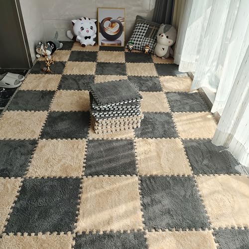 HGOuhKPlüsch-Puzzle-Schaum-Bodenmatte 30 ineinandergreifende Schaumstoff-Fußmatten, ineinandergreifende quadratische Teppiche, Plüschschaum-Teppichblöcke, ineinandergreifende quadratische Puzzle-Matte HGOuhKPlüsch-Puzzle-Schaum-Bodenmatte 30 ineinandergreifende Schaumstoff-Fußmatten, ineinandergreifende quadratische Teppiche, Plüschschaum-Teppichblöcke, ineinandergreifende quadratische Puzzle-Matte von HGOuhK